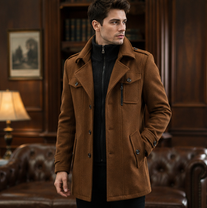 Men's Double Collar Jacket – Versatile Zip Button Coat for Casual Travel, Business and Everyday Layering
