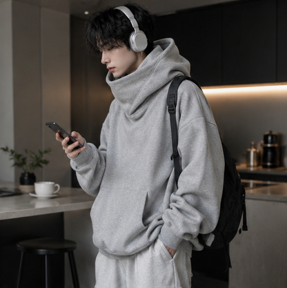 Men’s Ninja Turtleneck Hoodie – Y2K Vintage Fleece Sweatshirt for Hip Hop Streetwear, Japanese Fashion and Casual Winter Comfort