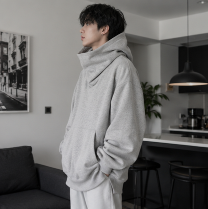 Men’s Ninja Turtleneck Hoodie – Y2K Vintage Fleece Sweatshirt for Hip Hop Streetwear, Japanese Fashion and Casual Winter Comfort