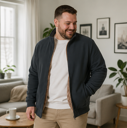 Men's Plus Size Fleece Jacket - Warm Casual Business Coat Available in 6XL, 7XL and 8XL Sizes