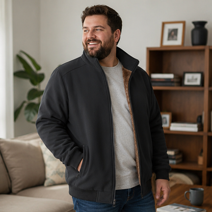 Men's Plus Size Fleece Jacket - Warm Casual Business Coat Available in 6XL, 7XL and 8XL Sizes