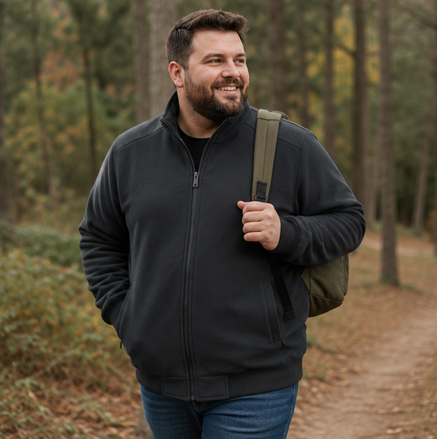 Men's Plus Size Fleece Jacket - Warm Casual Business Coat Available in 6XL, 7XL and 8XL Sizes