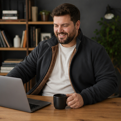 Men's Plus Size Fleece Jacket - Warm Casual Business Coat Available in 6XL, 7XL and 8XL Sizes