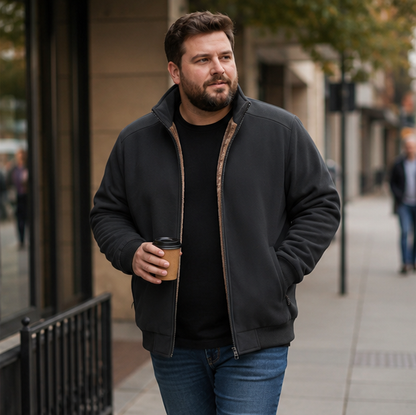 Men's Plus Size Fleece Jacket - Warm Casual Business Coat Available in 6XL, 7XL and 8XL Sizes