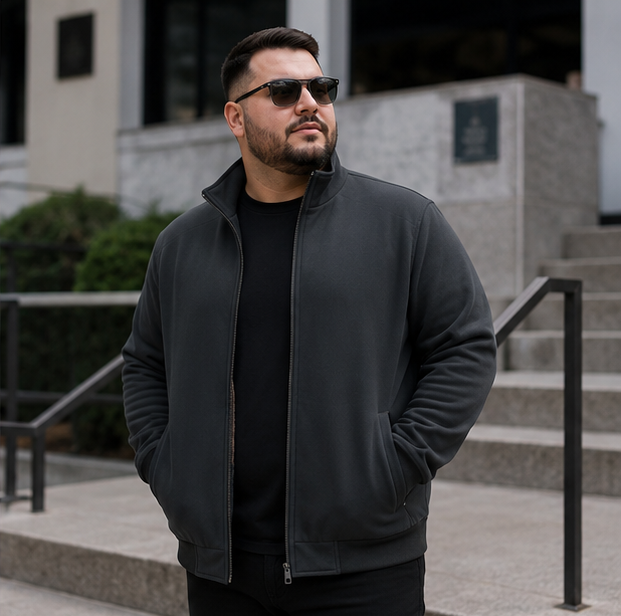Men's Plus Size Fleece Jacket - Warm Casual Business Coat Available in 6XL, 7XL and 8XL Sizes