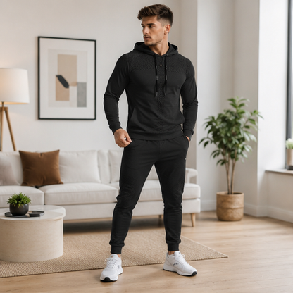 Mens Fitness Tracksuit Set-Running Hoodie and Joggers for Gym Training Workouts and Active Lifestyle Performance