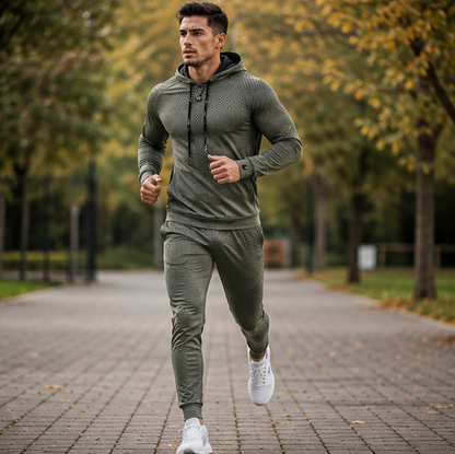Mens Fitness Tracksuit Set-Running Hoodie and Joggers for Gym Training Workouts and Active Lifestyle Performance