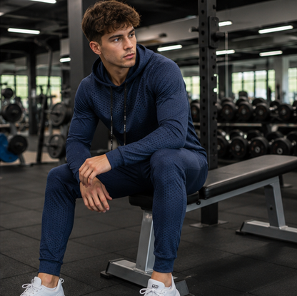 Mens Fitness Tracksuit Set-Running Hoodie and Joggers for Gym Training Workouts and Active Lifestyle Performance
