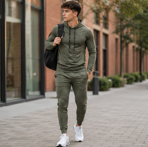 Mens Fitness Tracksuit Set-Running Hoodie and Joggers for Gym Training Workouts and Active Lifestyle Performance