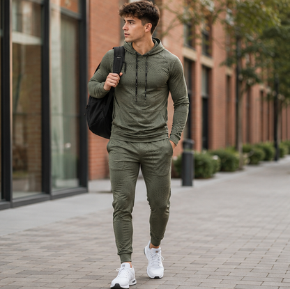 Mens Fitness Tracksuit Set-Running Hoodie and Joggers for Gym Training Workouts and Active Lifestyle Performance