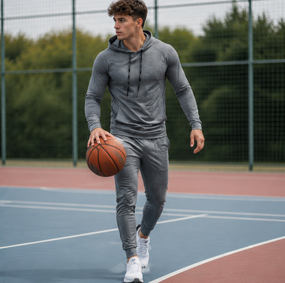 Mens Fitness Tracksuit Set-Running Hoodie and Joggers for Gym Training Workouts and Active Lifestyle Performance