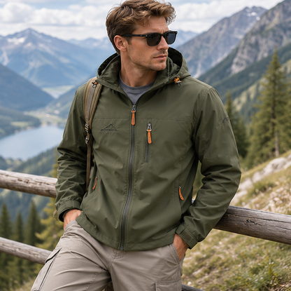 Mens Tactical Windbreaker Jacket-Waterproof Hooded Outdoor Coat for Climbing Hiking and Everyday Weather Protection
