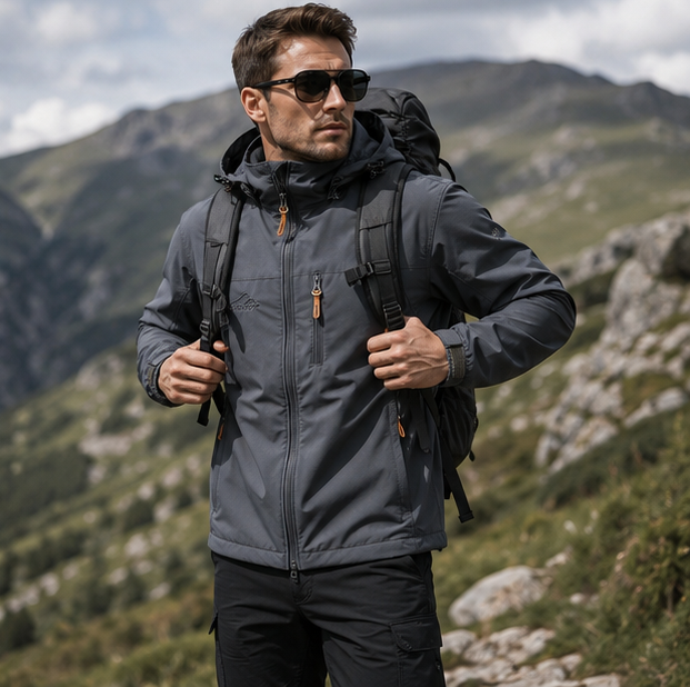 Mens Tactical Windbreaker Jacket-Waterproof Hooded Outdoor Coat for Climbing Hiking and Everyday Weather Protection