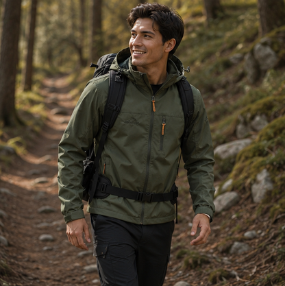 Mens Tactical Windbreaker Jacket-Waterproof Hooded Outdoor Coat for Climbing Hiking and Everyday Weather Protection
