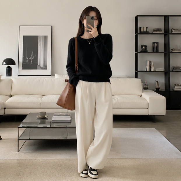 Merino Wool Sweater – Women’s Soft Cashmere Feel Knit Pullover for Autumn Winter Comfort and Timeless Everyday Style