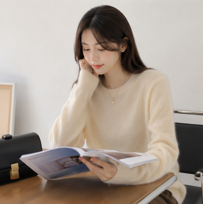 Merino Wool Sweater – Women’s Soft Cashmere Feel Knit Pullover for Autumn Winter Comfort and Timeless Everyday Style