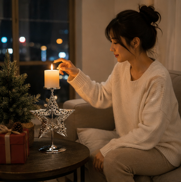 Metal Christmas Tealight Holder – Snowflake and Reindeer Candle Stand for Winter Table Centerpieces and Holiday Home Decor