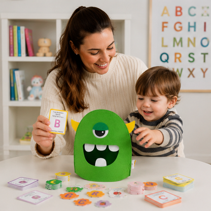 Montessori Alphabet Matching Game - Felt Letter Recognition Learning Toy with Colors, Shapes and Early Educational Activities