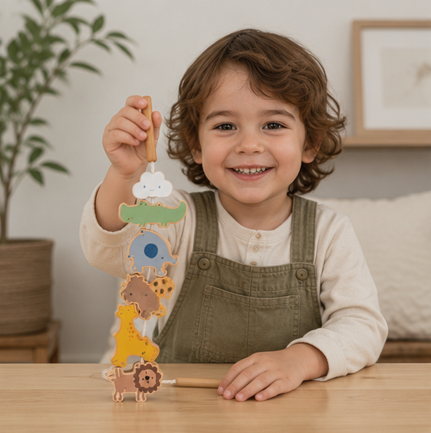 Montessori Animal Threading Toy-Wooden Fine Motor Skills Activity Set for Early Childhood Learning and Development
