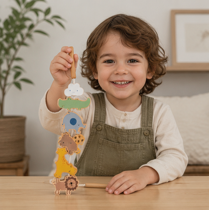 Montessori Animal Threading Toy-Wooden Fine Motor Skills Activity Set for Early Childhood Learning and Development