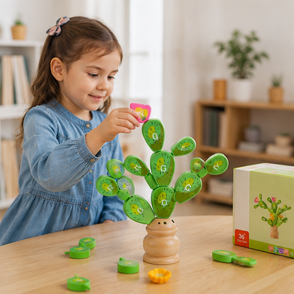 Montessori Cactus Letter Blocks - Wooden Educational Stacking Toy for Fine Motor Skills and Early Learning