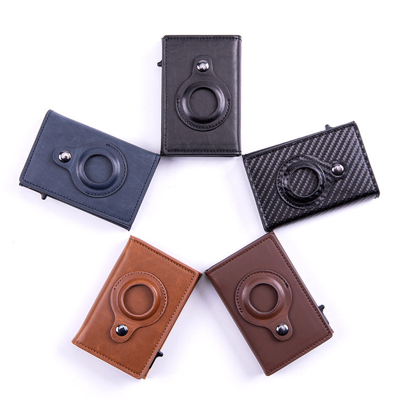 Leather RFID Pop-Up Wallet with Apple air Tag