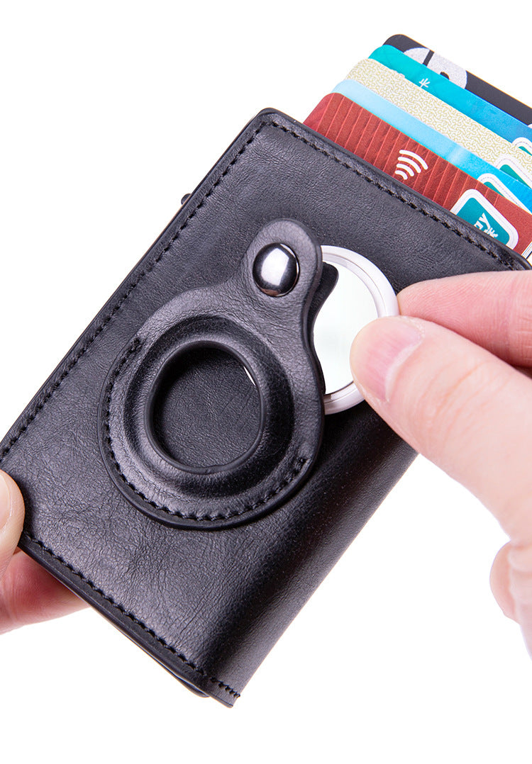 Leather RFID Pop-Up Wallet with Apple air Tag