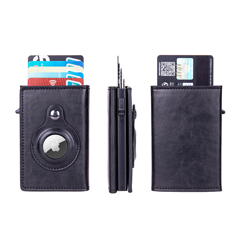 Leather RFID Pop-Up Wallet with Apple air Tag