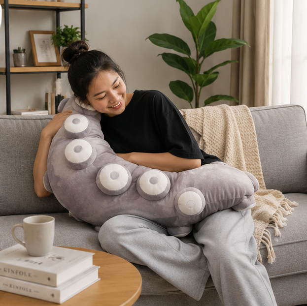 Octopus Tentacle Plush Pillow – Funny Soft Throw Cushion with Realistic Tentacles for Bedroom Decor, Gifts and Cozy Relaxation