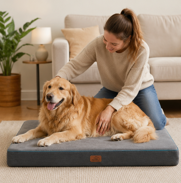 Orthopedic Memory Foam Dog Bed – Washable Large Pet Mattress with Non Slip Base for Joint Support