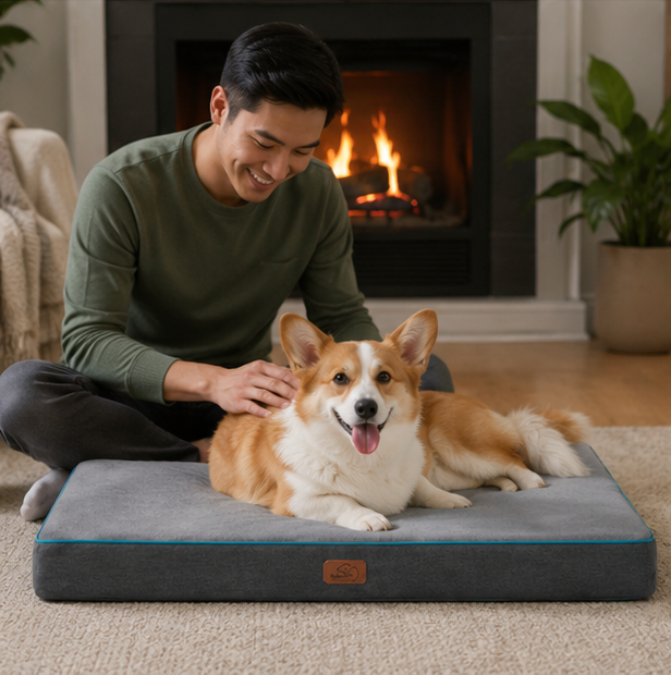 Orthopedic Memory Foam Dog Bed – Washable Large Pet Mattress with Non Slip Base for Joint Support