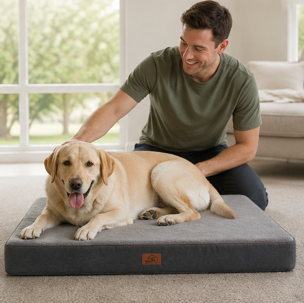 Orthopedic Memory Foam Dog Bed – Washable Large Pet Mattress with Non Slip Base for Joint Support