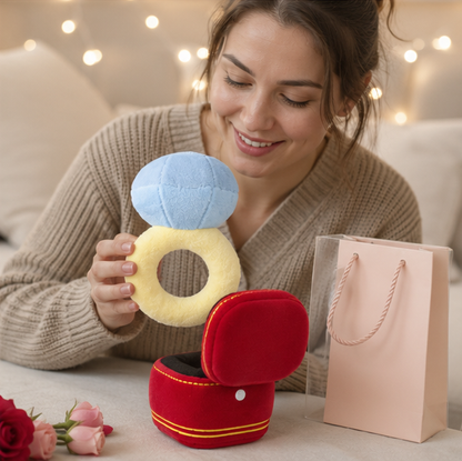 Oversized Diamond Ring Plush Toy-Funny Engagement Gift Decoration for Parties Proposals and Novelty Home Display