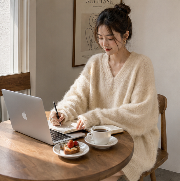Oversized Knit Pullover Sweater – Women’s Loose Round Neck Long Sleeve Top for Cozy Autumn Winter Layering
