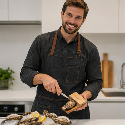 Oyster Shucker Handguard Tool - Wooden Seafood Shucking Holder for Safe Oyster Opening, Kitchen Preparation and Shellfish Handling