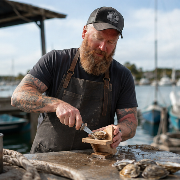 Oyster Shucker Handguard Tool - Wooden Seafood Shucking Holder for Safe Oyster Opening, Kitchen Preparation and Shellfish Handling