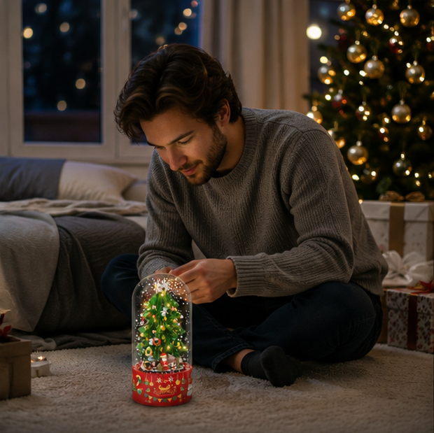 Pink Christmas Tree Shop Building Blocks – Desktop Display Model with Dust Cover for Holiday Collectors and Creative Gifts