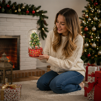 Pink Christmas Tree Shop Building Blocks – Desktop Display Model with Dust Cover for Holiday Collectors and Creative Gifts