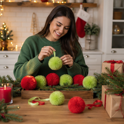 Plush Christmas Ball Ornament Set – Soft Decorative Holiday Tree Baubles for Christmas Trees, Home Displays, Parties and Memorable Festive Decorating