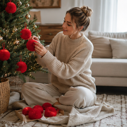 Plush Christmas Ball Ornament Set – Soft Decorative Holiday Tree Baubles for Christmas Trees, Home Displays, Parties and Memorable Festive Decorating