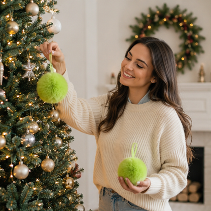 Plush Christmas Ball Ornament Set – Soft Decorative Holiday Tree Baubles for Christmas Trees, Home Displays, Parties and Memorable Festive Decorating