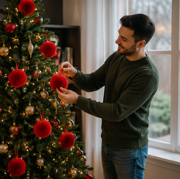 Plush Christmas Ball Ornament Set – Soft Decorative Holiday Tree Baubles for Christmas Trees, Home Displays, Parties and Memorable Festive Decorating