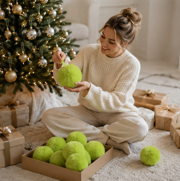 Plush Christmas Ball Ornament Set – Soft Decorative Holiday Tree Baubles for Christmas Trees, Home Displays, Parties and Memorable Festive Decorating