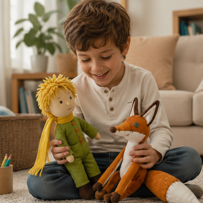 The Little Prince Plush Doll Set - Soft Stuffed Prince and Fox Toy for Kids, Nursery Decor and Educational Play