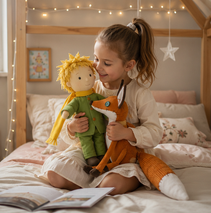 The Little Prince Plush Doll Set - Soft Stuffed Prince and Fox Toy for Kids, Nursery Decor and Educational Play