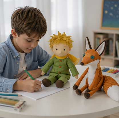 The Little Prince Plush Doll Set - Soft Stuffed Prince and Fox Toy for Kids, Nursery Decor and Educational Play