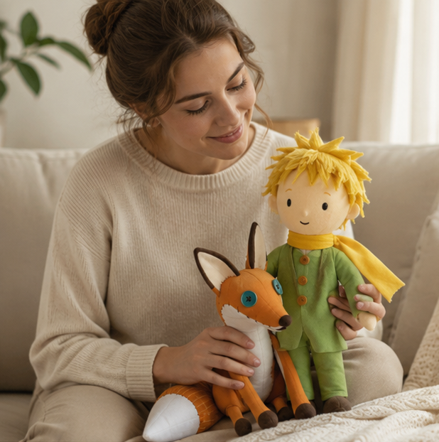 The Little Prince Plush Doll Set - Soft Stuffed Prince and Fox Toy for Kids, Nursery Decor and Educational Play