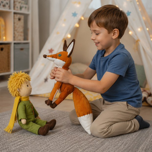 The Little Prince Plush Doll Set - Soft Stuffed Prince and Fox Toy for Kids, Nursery Decor and Educational Play