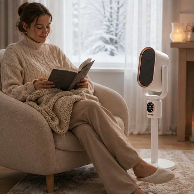 Portable Ceramic Fan Heater – 1500W Quiet Energy Saving Space Heater for Desk Bedroom and Small Room Heating