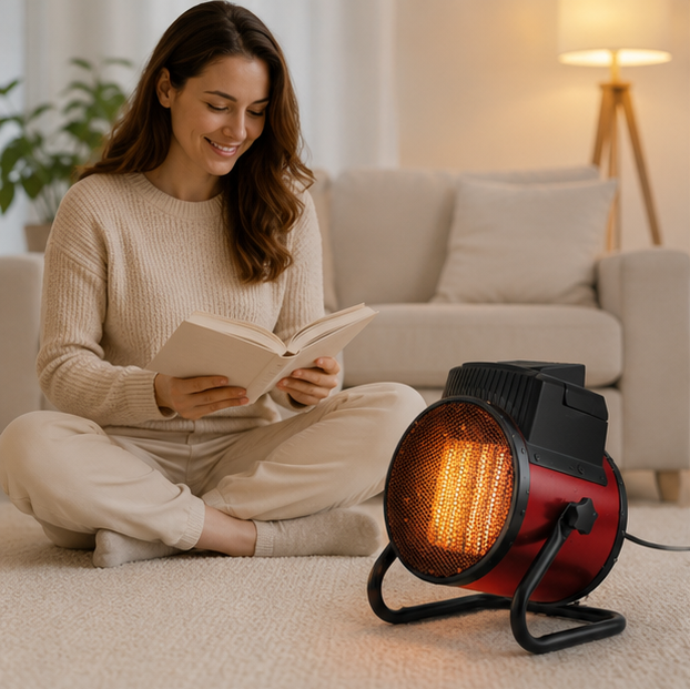 Portable Industrial Electric Heater - 3000W Fast Heating Air Warmer with Adjustable Thermostat and Overheat Protection Safety